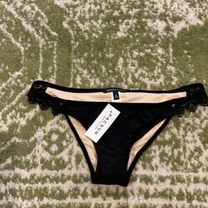 Kendall & Kylie Two-Tone Black Bikini Bottoms with Nude Lining
